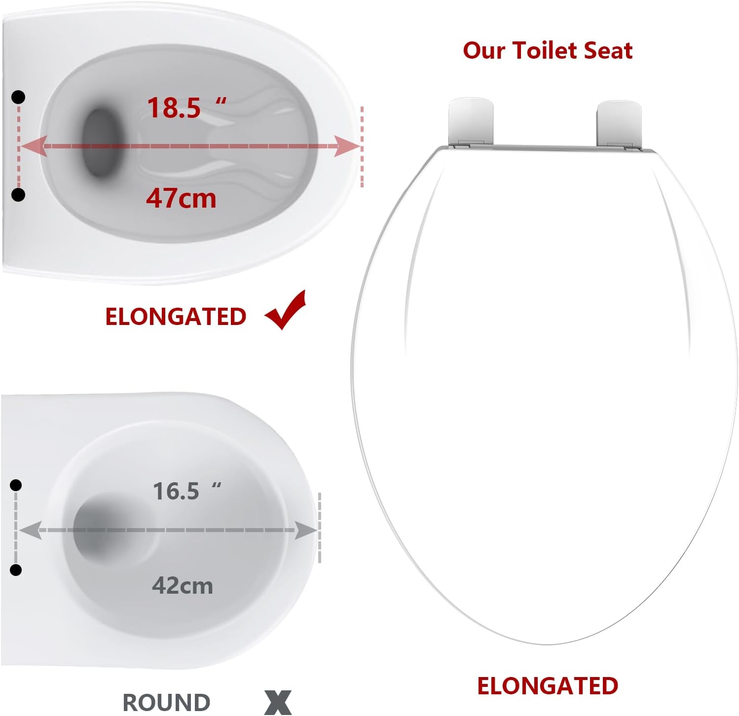 GarveeTech Elongated Toilet Seat with Slow Close and Quick-Release Hinges White