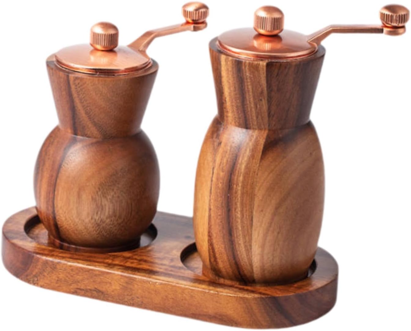 Bothyi Wood Salt Mill Set with Adjustable Coarseness and Tray