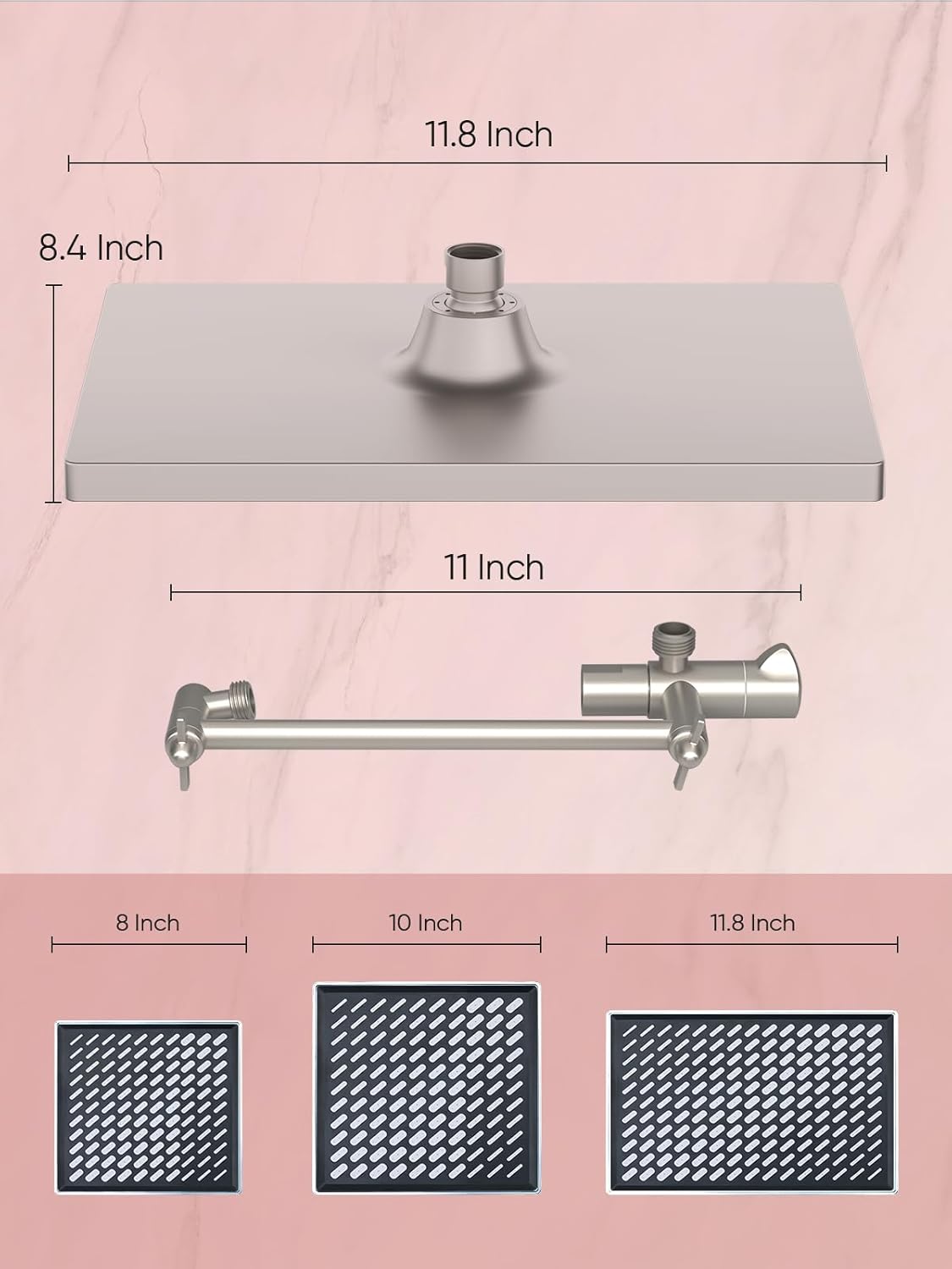 Cobbe 118 Inch Rain Shower Head with 6 Modes and Adjustable Arm