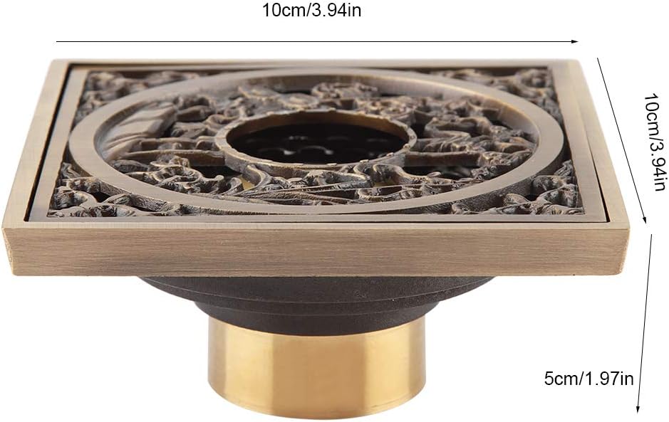 Tomotato Square Drain Strainer Antique Brass 10cm Drain Cover