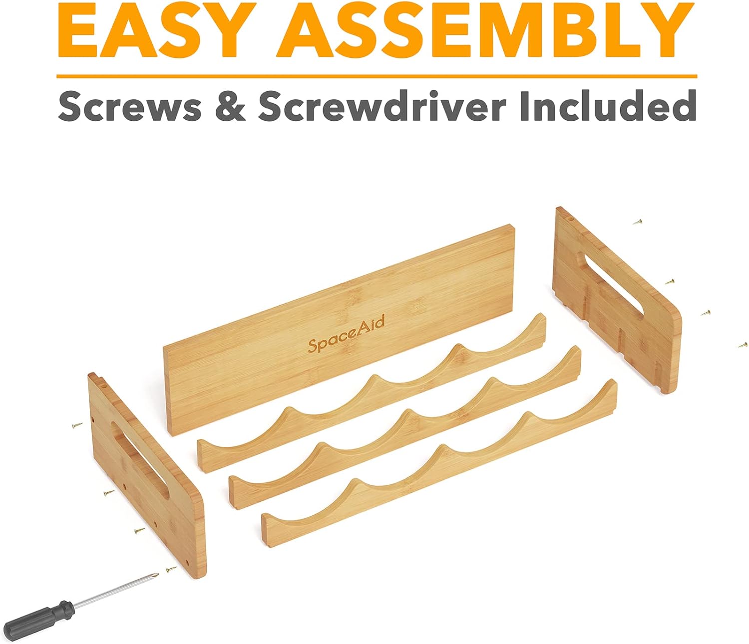 SpaceAid Bamboo Water Bottle Organizer 2 Pack 4-Slot 1