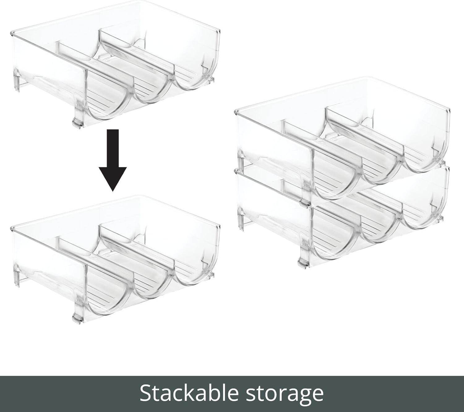 mDesign Plastic Free-Standing Stackable 3 Bottle Holder - Clear 4 Pack 1