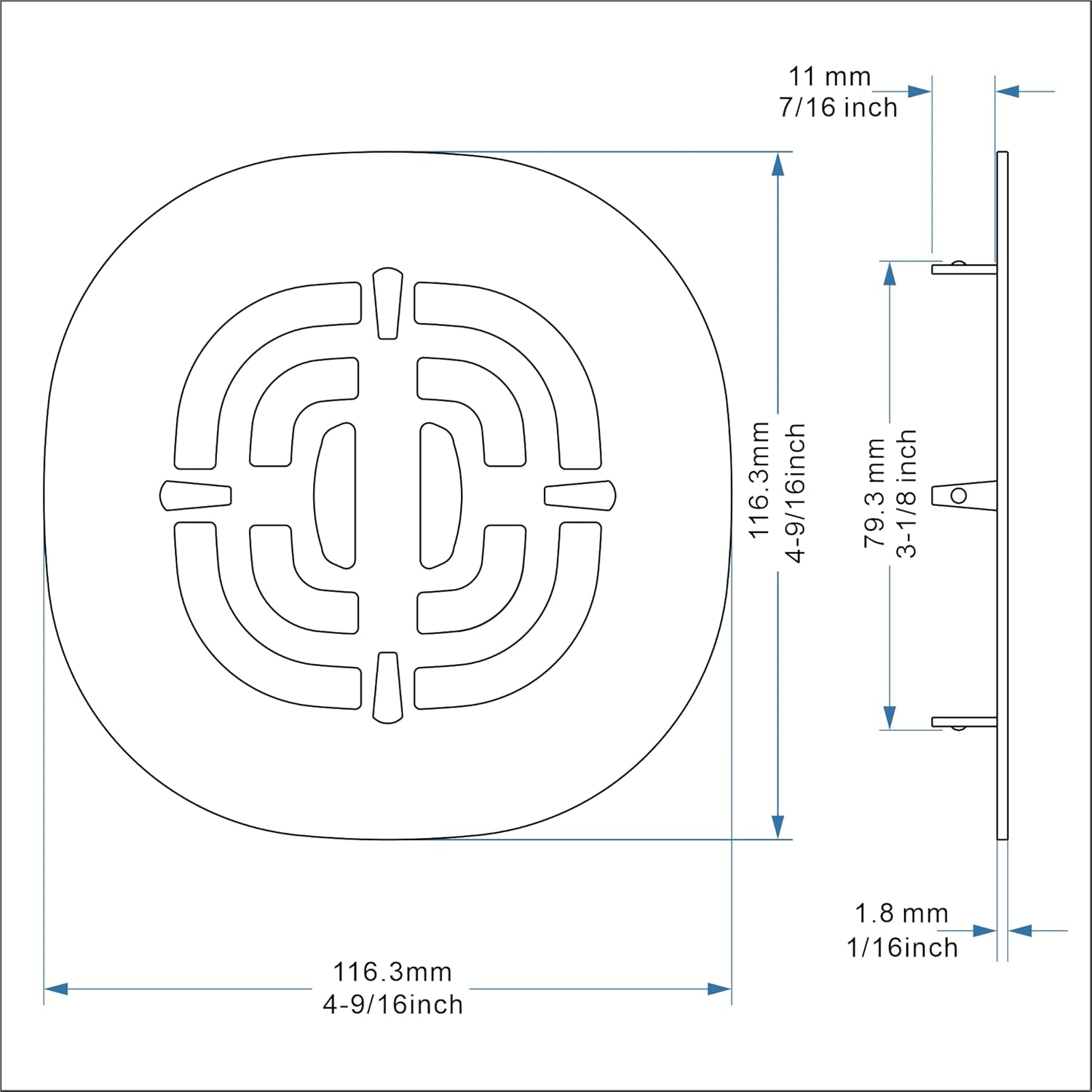 Bropury Snap-in Stainless Steel Shower Drain Grid Antique Bronze