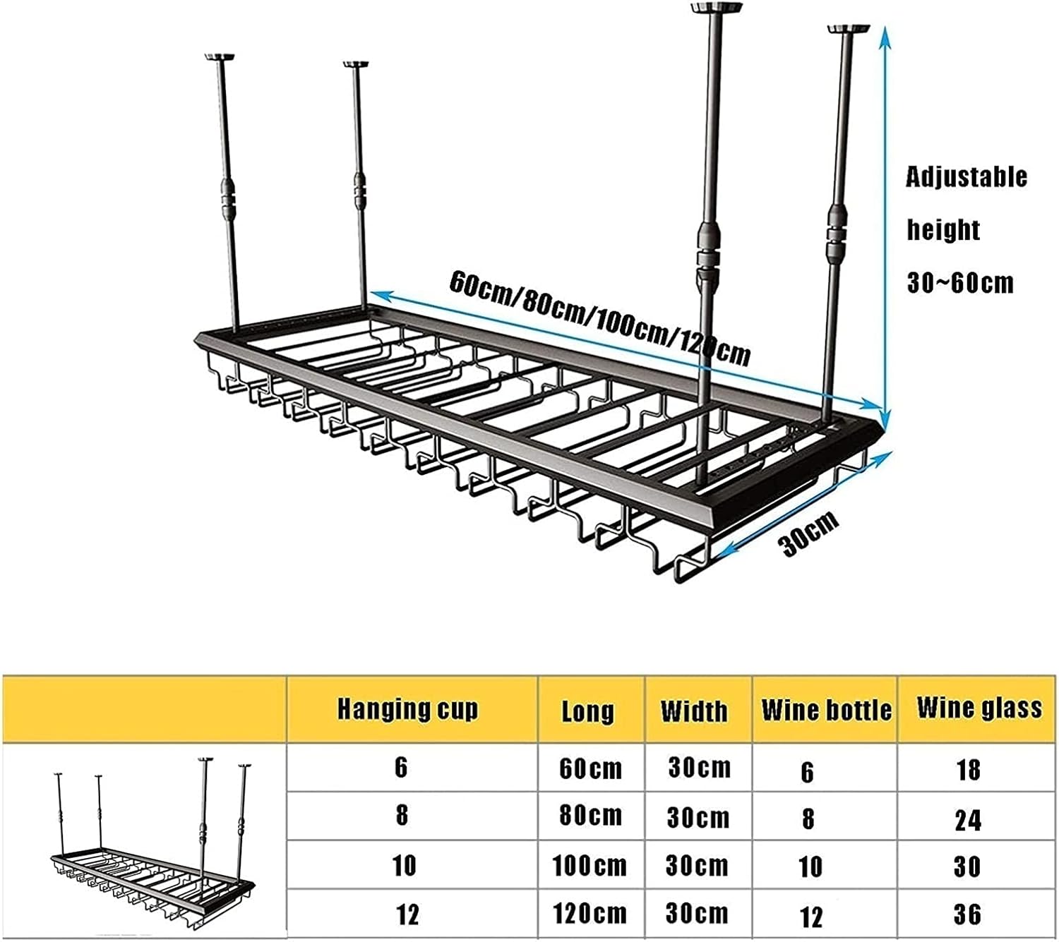 ULAINE Adjustable Iron Wine Rack 60cm