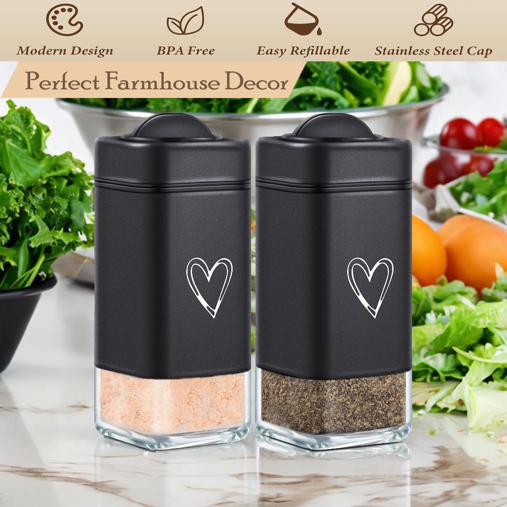 Salt and Pepper Shakers Set Modern Heart Design