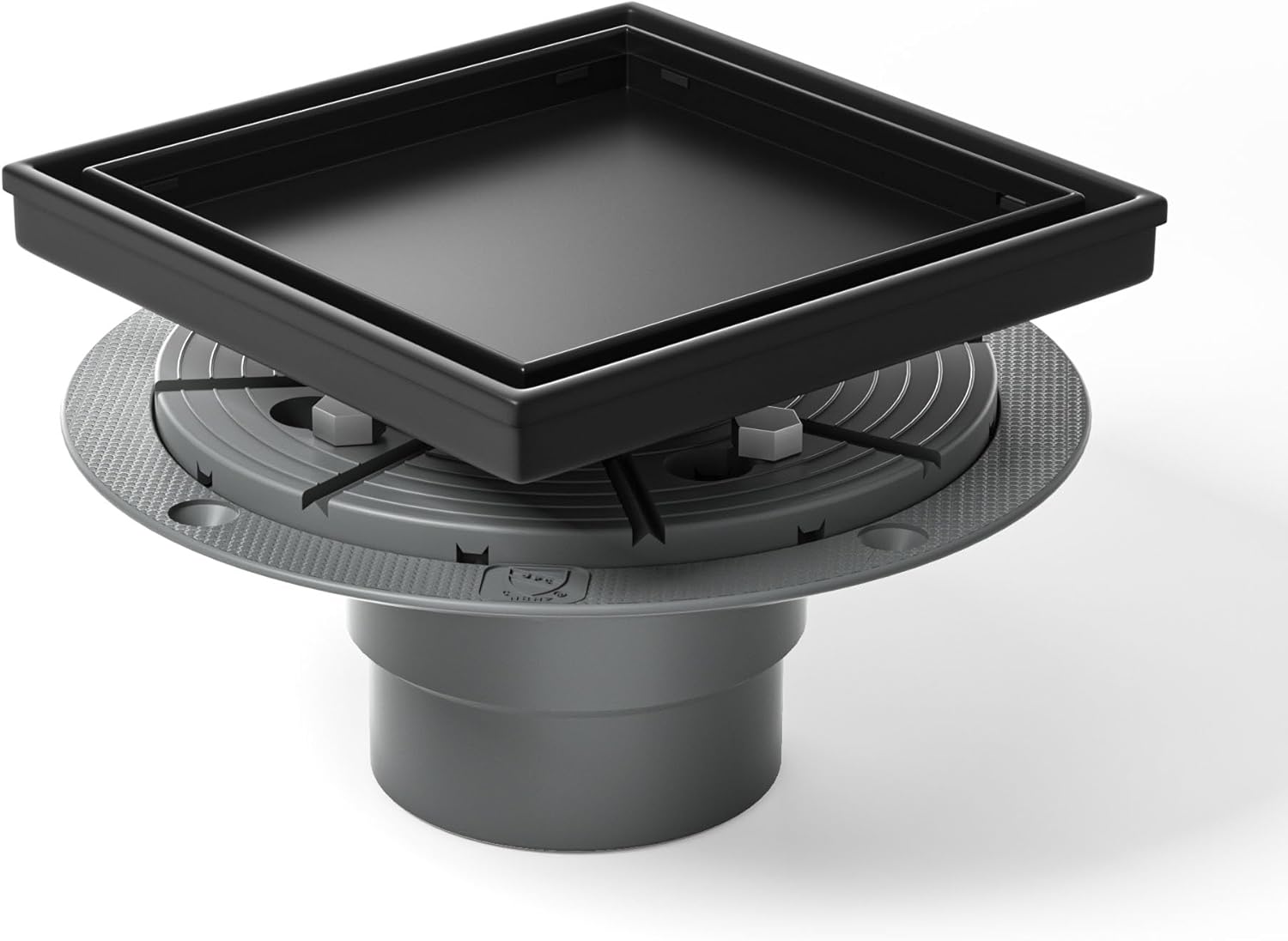 Bernkot Square Shower Drain 6 with 2 PVC Flange Base