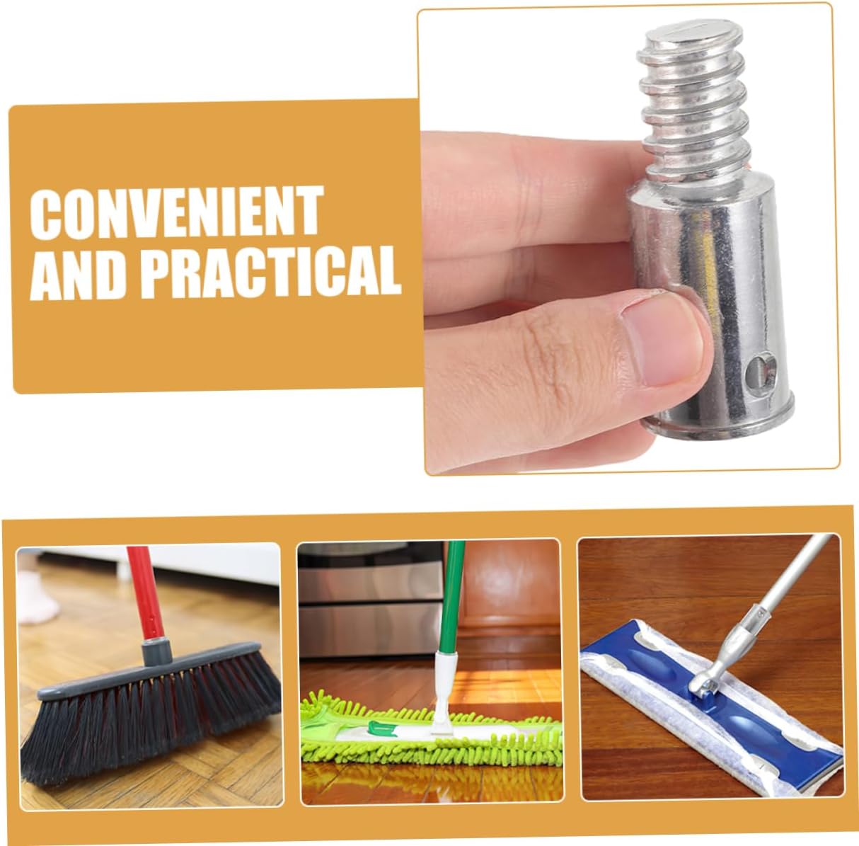 CALLARON 8pcs Threaded Broom Handle Tips for Mop Pole Replacement