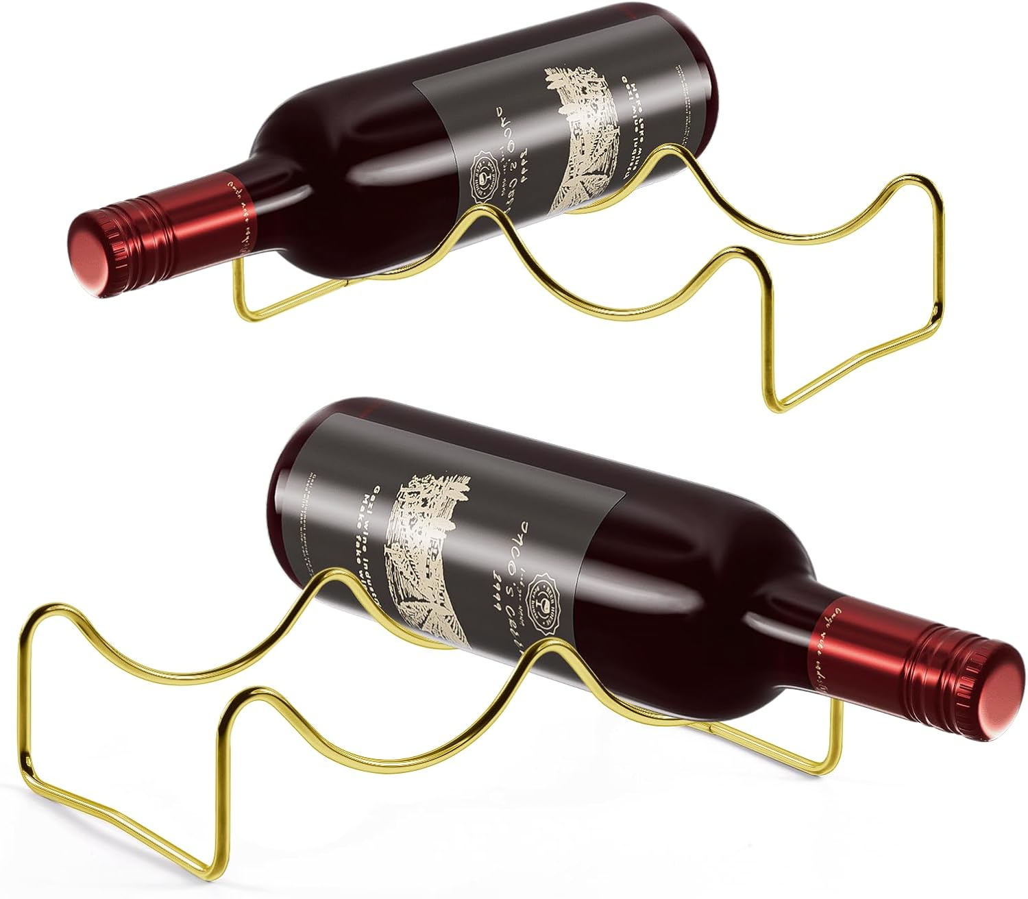 TONLEA 2-Bottle Wine Rack Metal Wine Holder Gold Finish