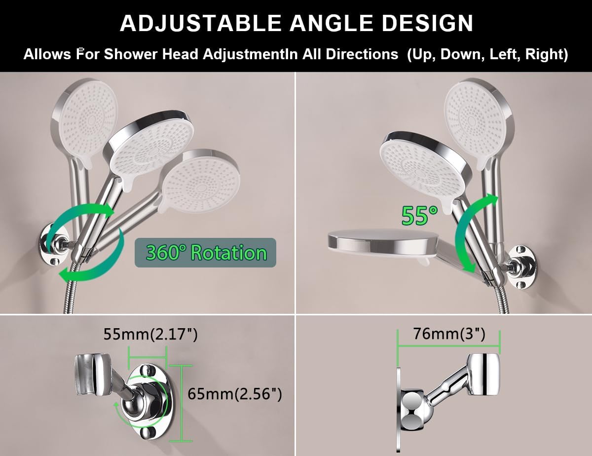 Adjustable Shower Head Holder with Chrome Finish 1