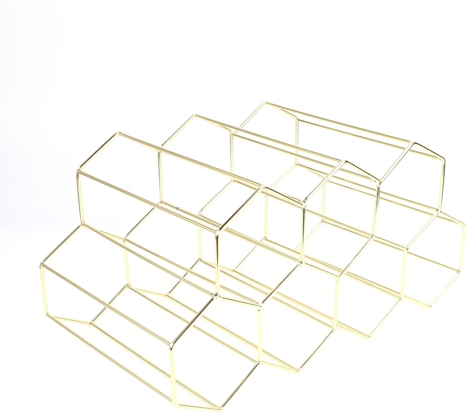 Hemoton 7-Bottle Metal Wine Rack with Golden Finish