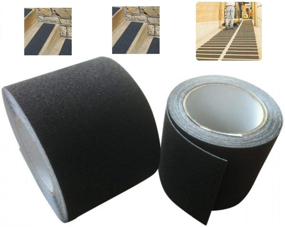 ULTECHNOVO Black Anti-Slip Tape 5cm x 10m Durable Safety Warning Tape