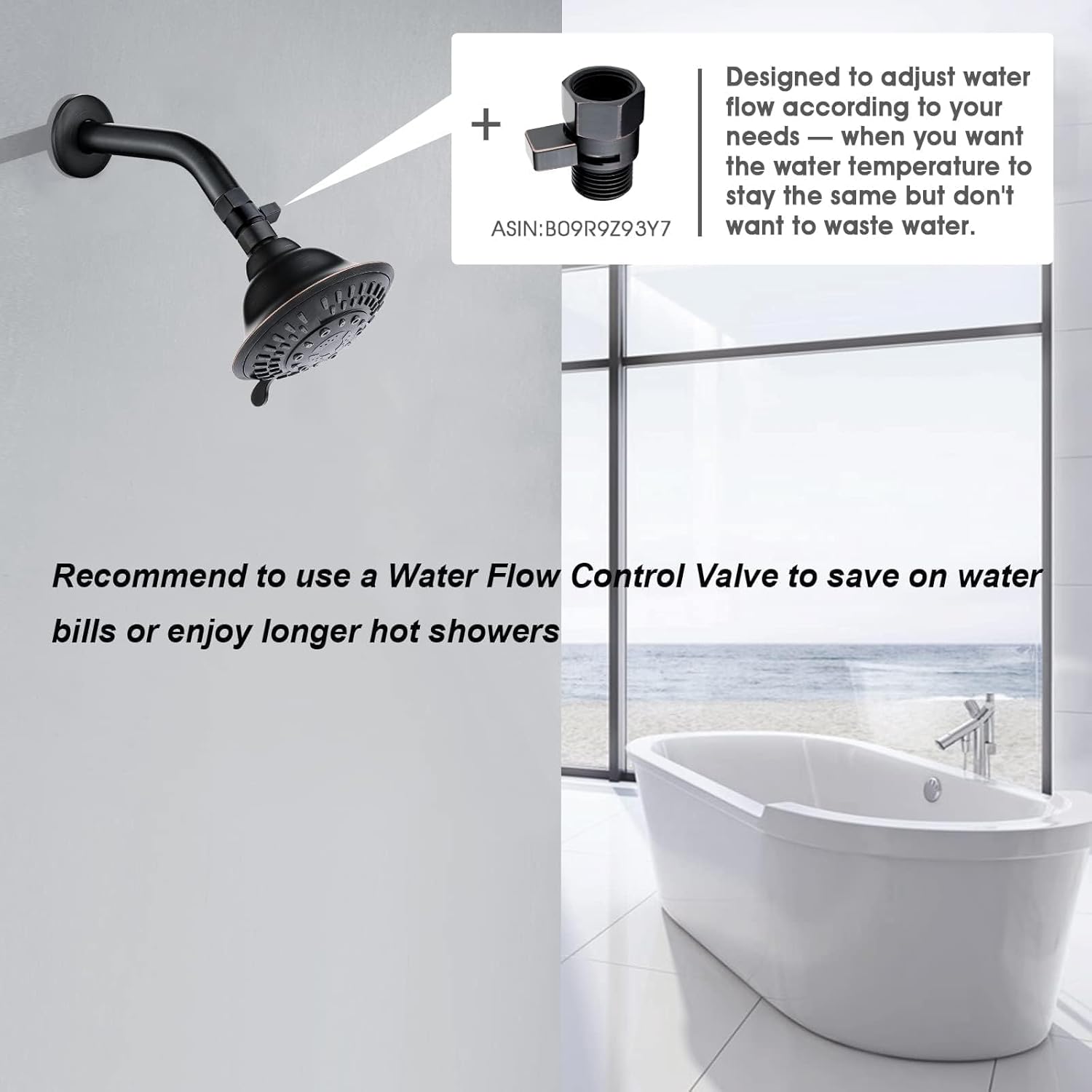 BRIGHT SHOWERS High Pressure Rain Showerhead with 5 Spray Settings