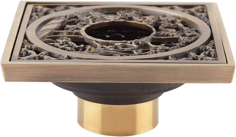Tomotato Square Drain Strainer Antique Brass 10cm Drain Cover