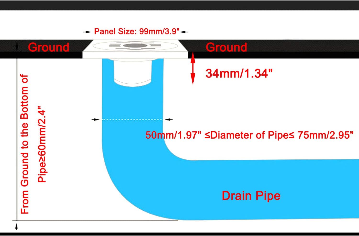Antrader Odor-Proof Floor Drain with Matte Black Strainer