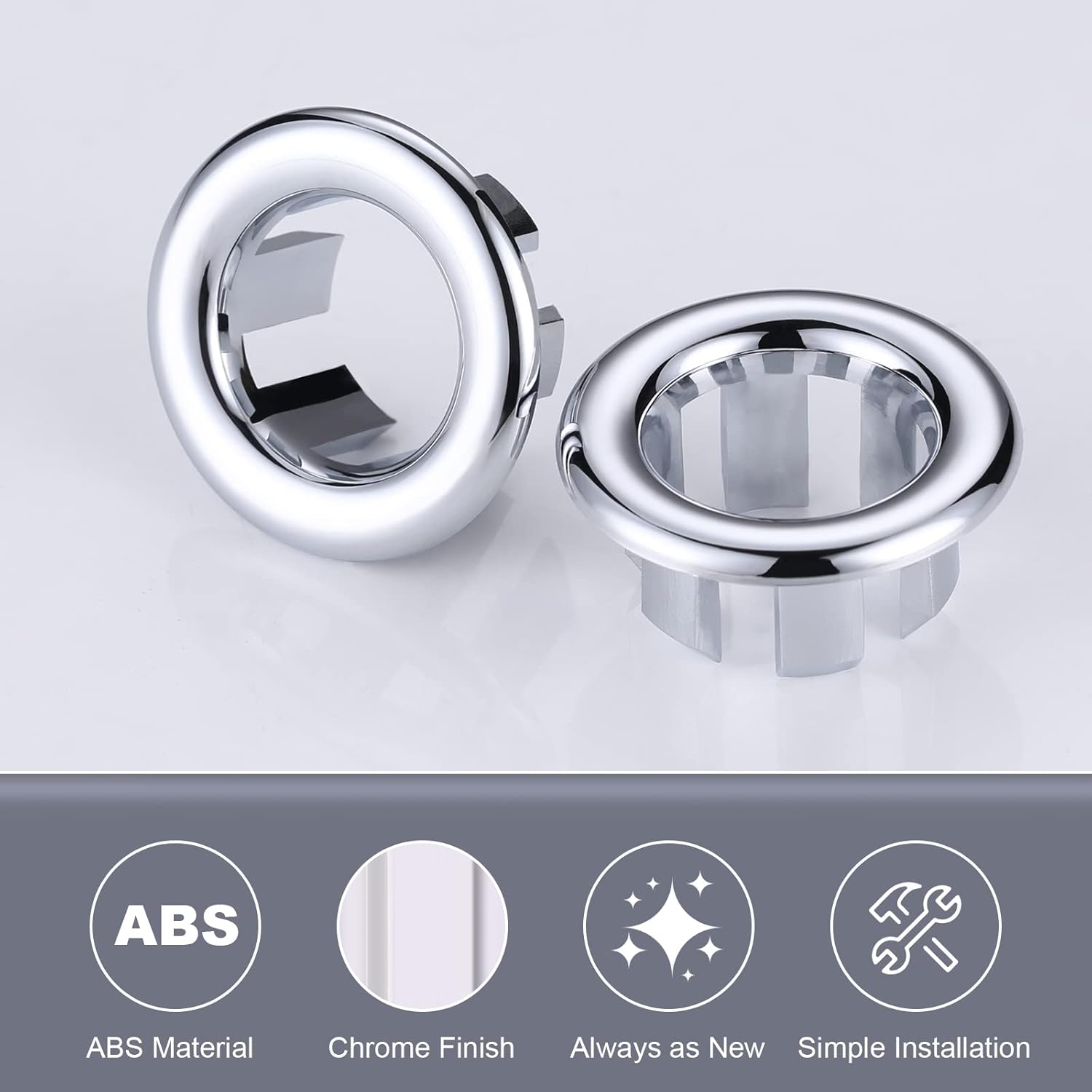 2 Pack Sink Overflow Ring Chrome
