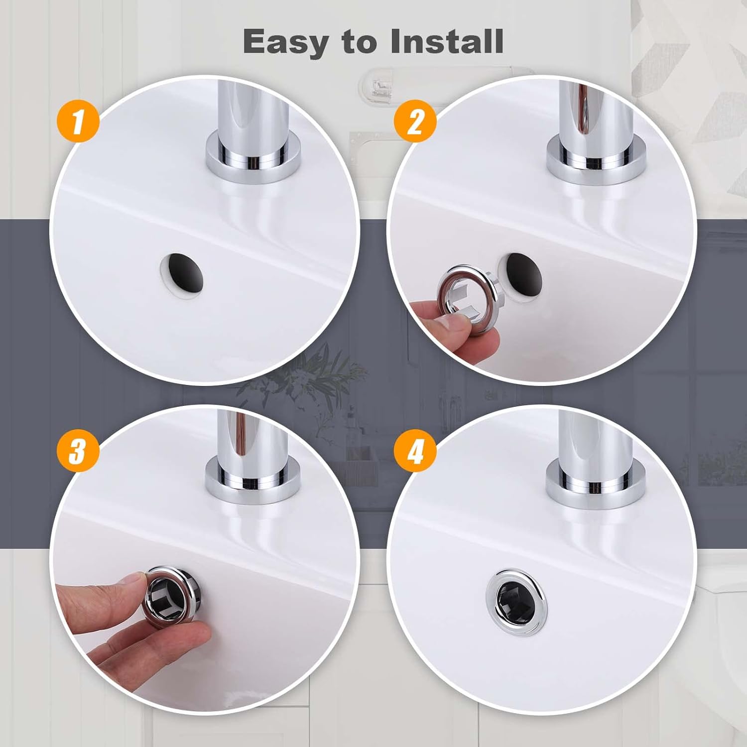 2 Pack Sink Overflow Ring Chrome