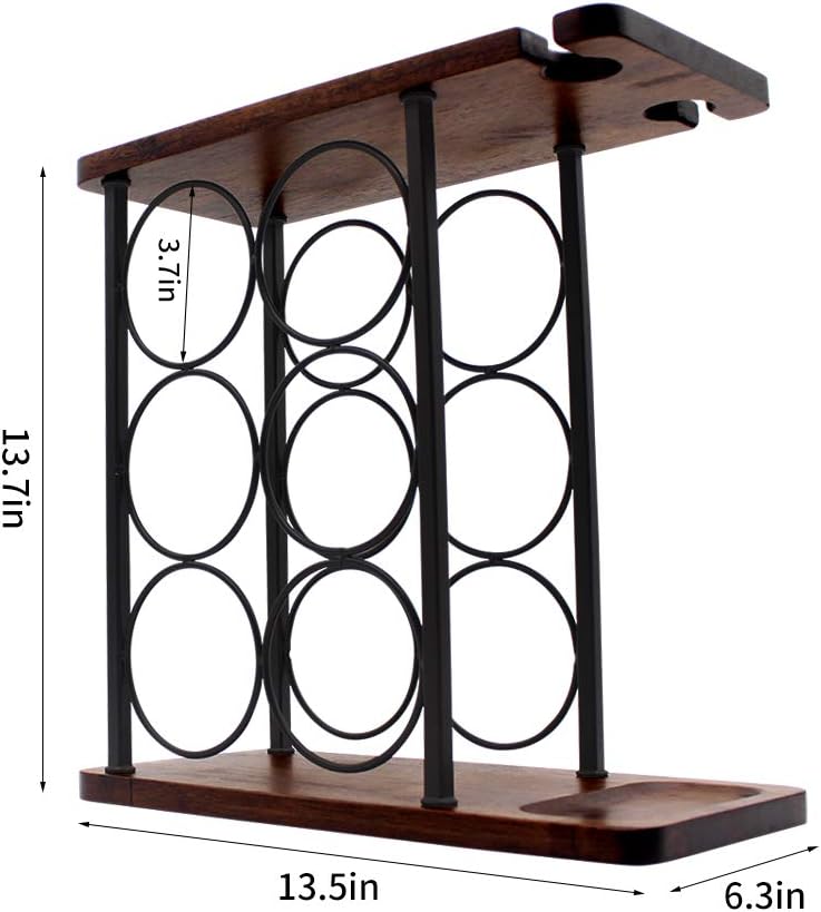 SASIDO Wine Rack with Tray and Glasses Holder