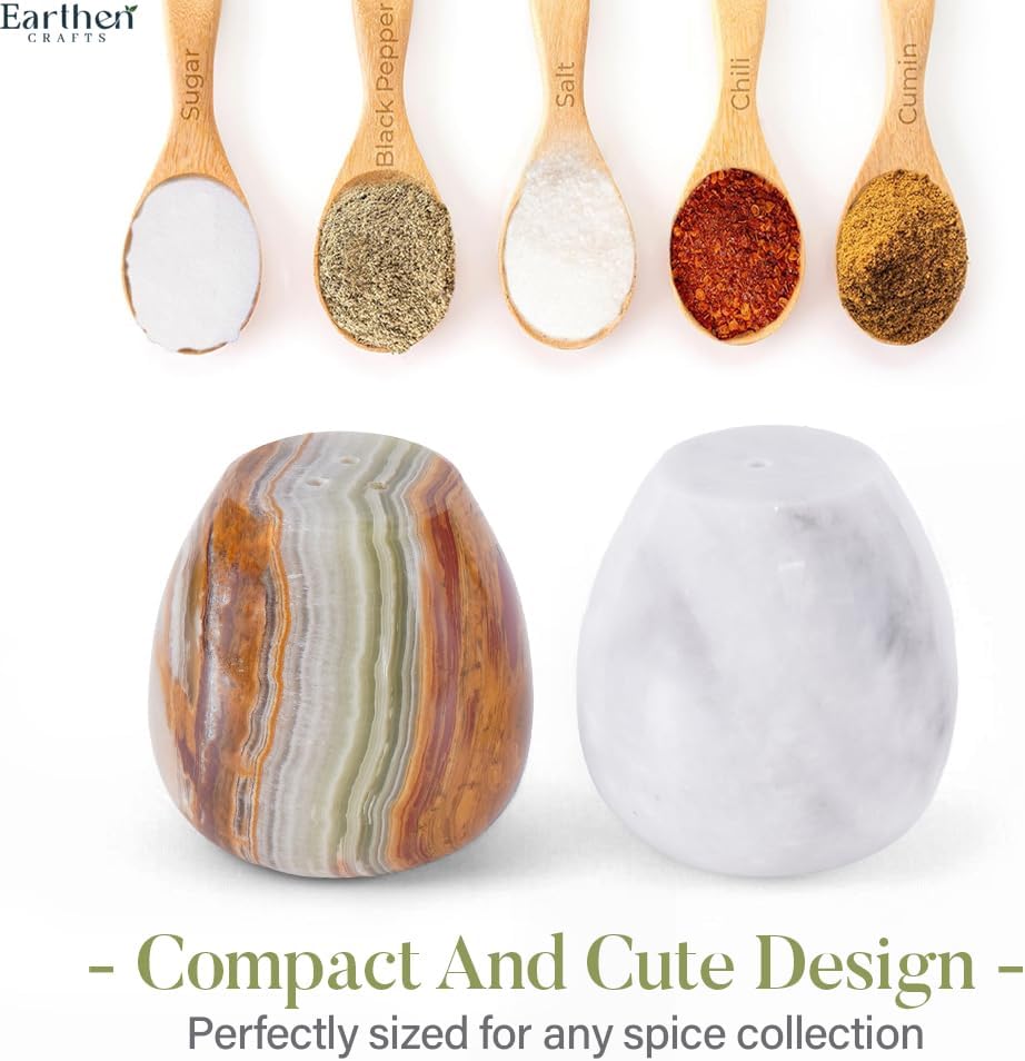 EARTHEN CRAFTS Marble Salt and Pepper Egg Shape Set of 2