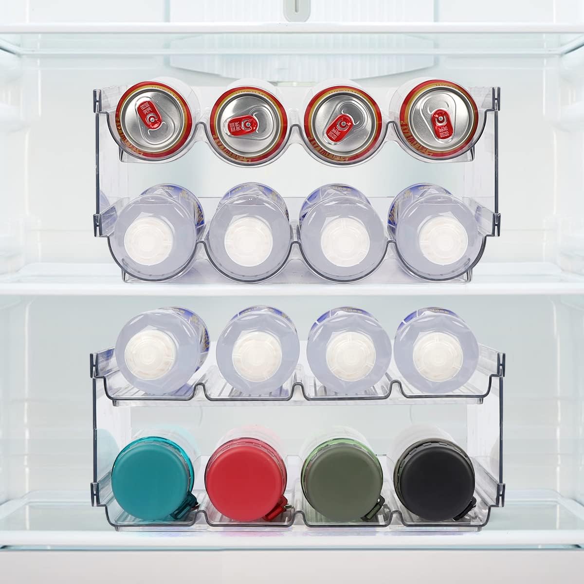 AKALOL 4 Pack Water Bottle Organizer for Cabinet Freezer