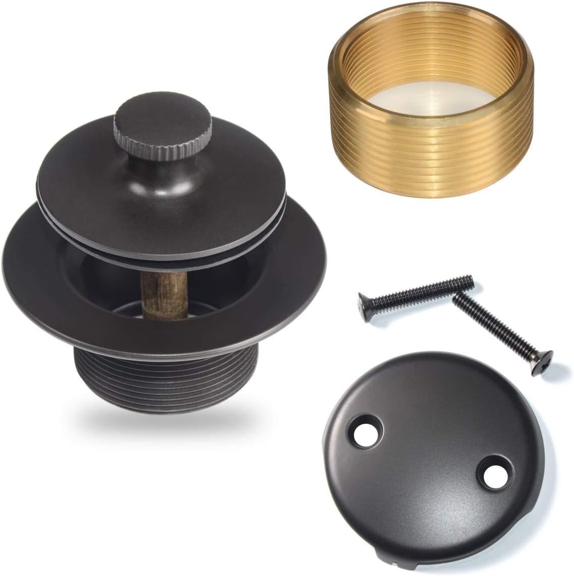 Uni-Green Matte Black Tub Drain Kit with Hair Catcher 1