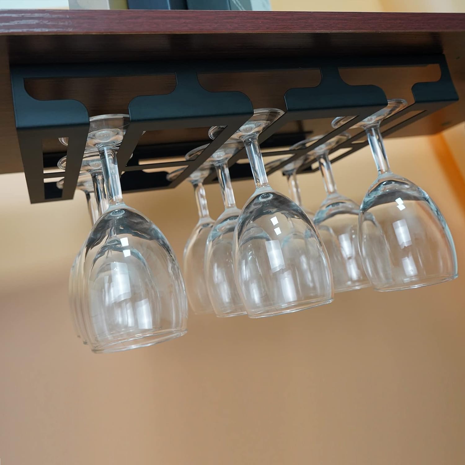 Wine Glass Rack Holder - 3 Rows Metal Cabinet Organizer for Bar Kitchen