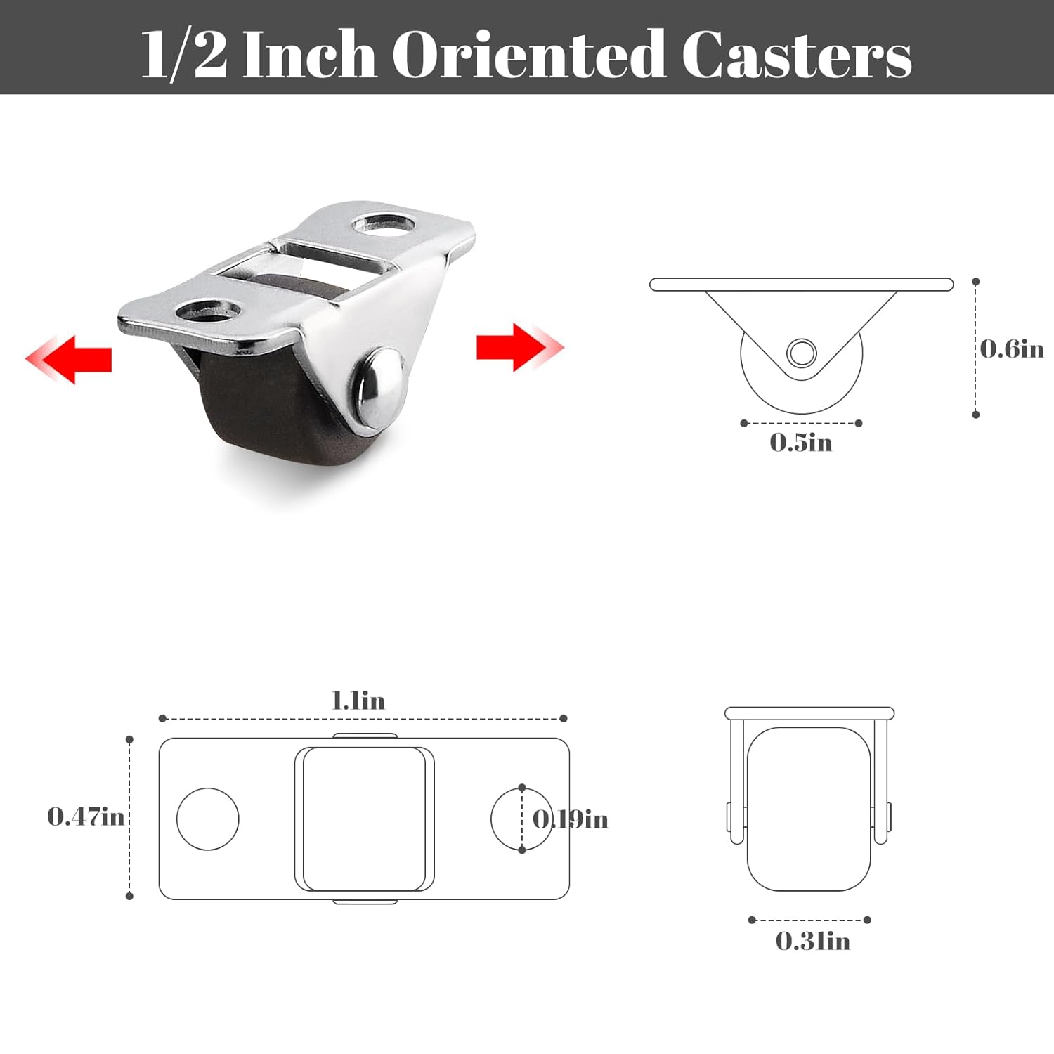 LYASIL 8 Pack 05 Inch Mini Caster Wheels