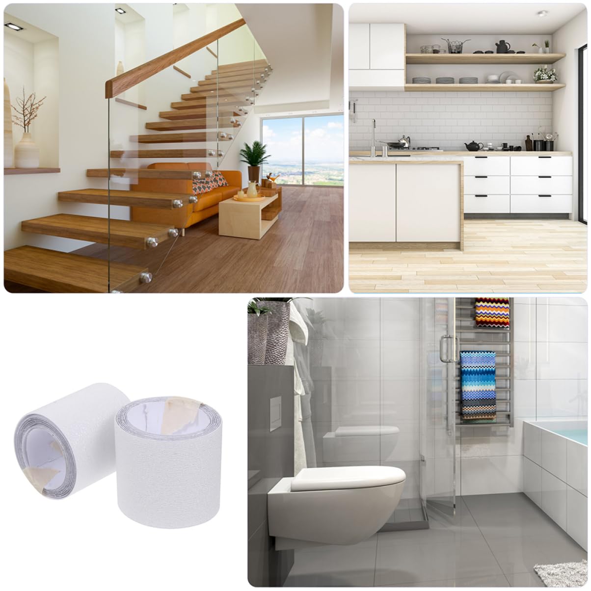 ULTECHNOVO 2 Rolls Non-Slip Transparent Duct Tape for Stairs and Pool