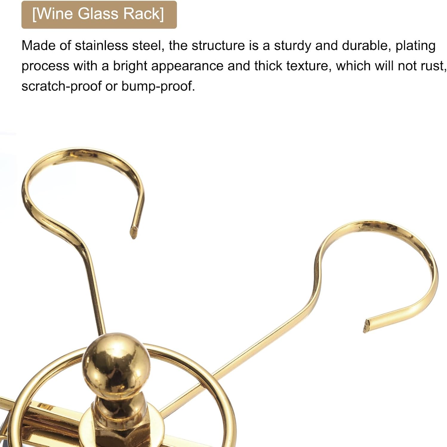 Uxcell Gold Wine Glass Holder with 6 Hooks 1