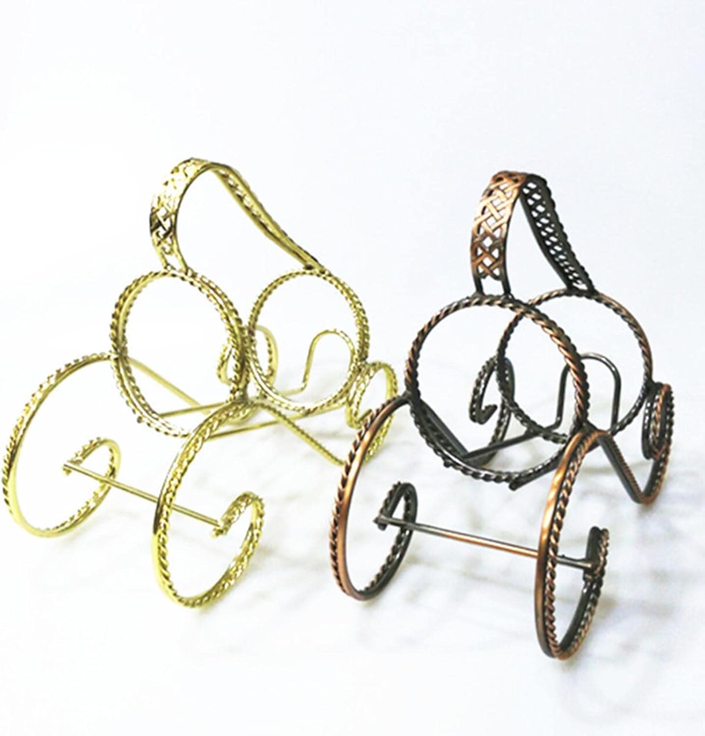 JUSHZ Iron Wine Rack with Art Plating Elegant Home Decor
