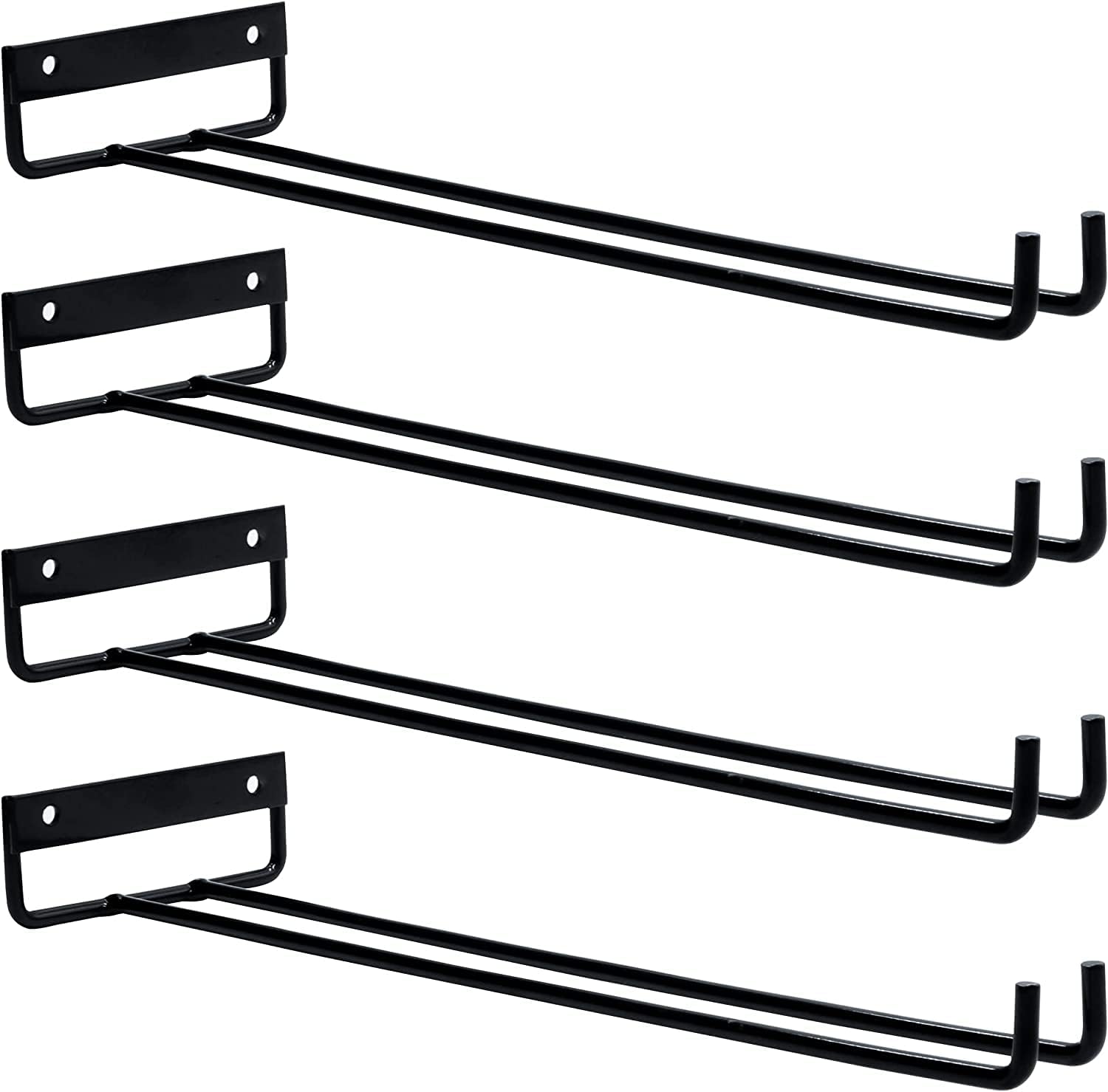 4 Pack Wall Mount Wine Glass Rack - Black Stainless Steel