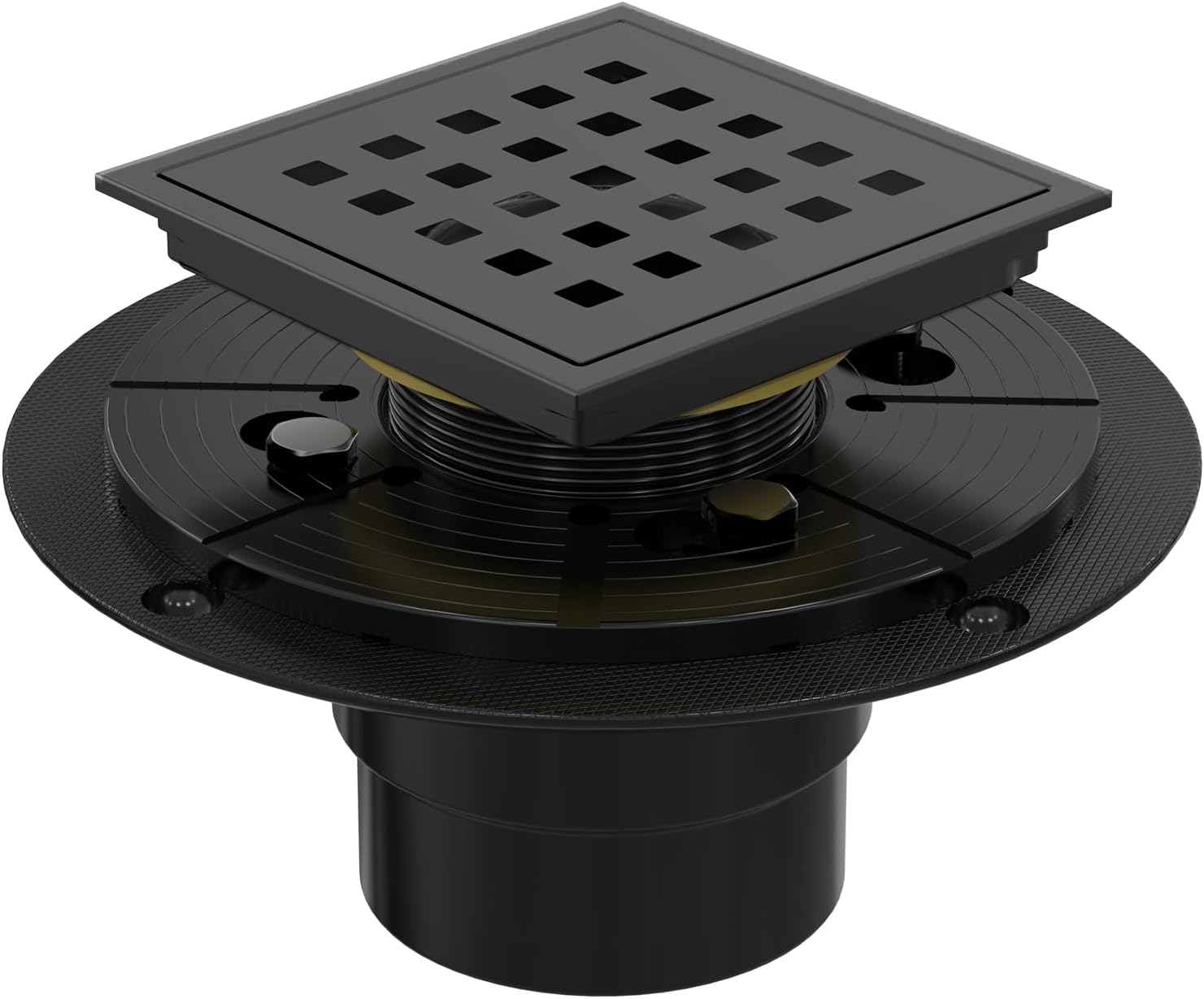 Heaorld Square Shower Drain 4 Inch Matte Black