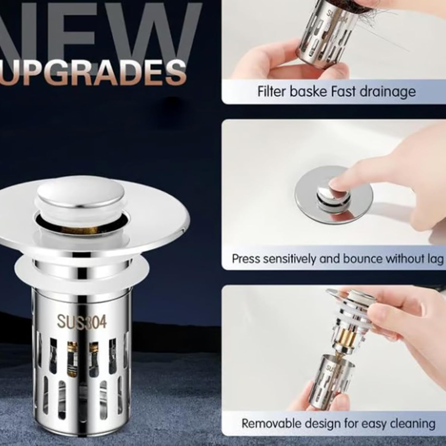 Lexoyes Pop Up Drain Stopper for Bathroom Sink