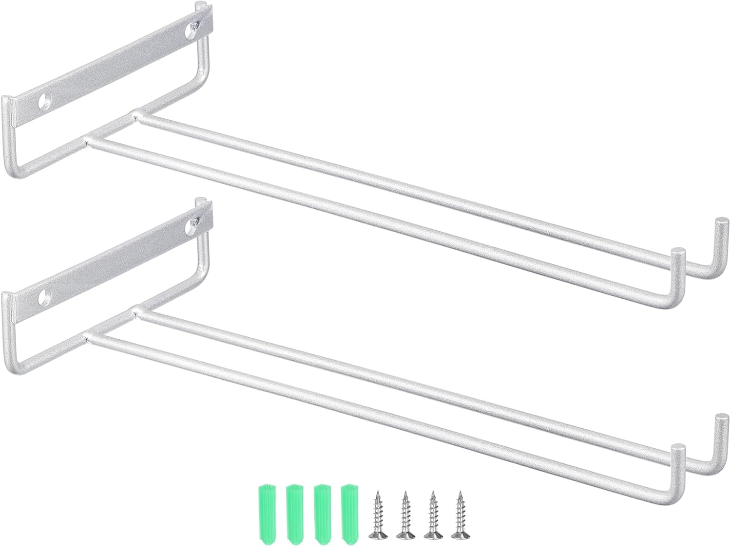 Uxcell 2Pcs Iron Wine Glass Rack - Wall Mountable Silver