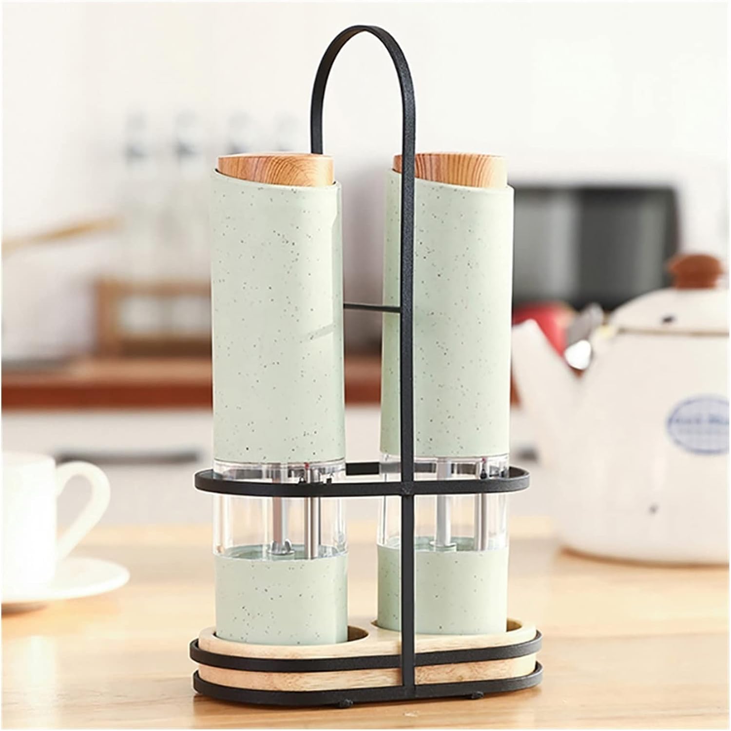 Electric Salt Pepper Grinder Set With Holder 2 PCS