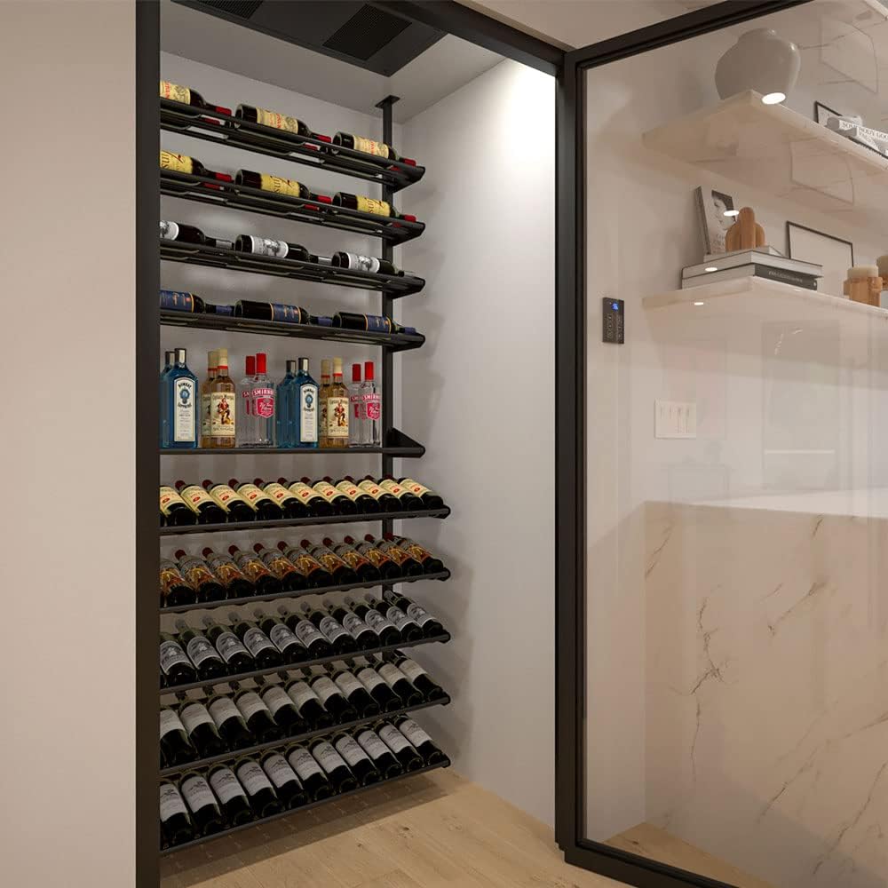Showcase Wine Display - 84 Bottle Black Metal Rack