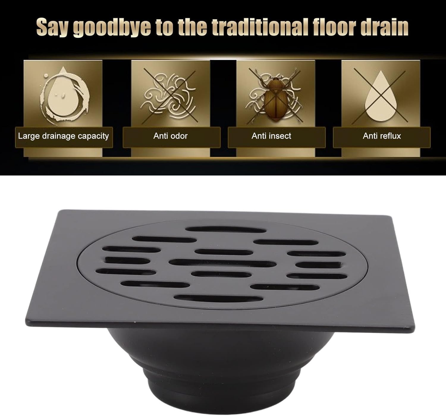 Stainless Steel Square Floor Drain for Kitchens and Bathrooms