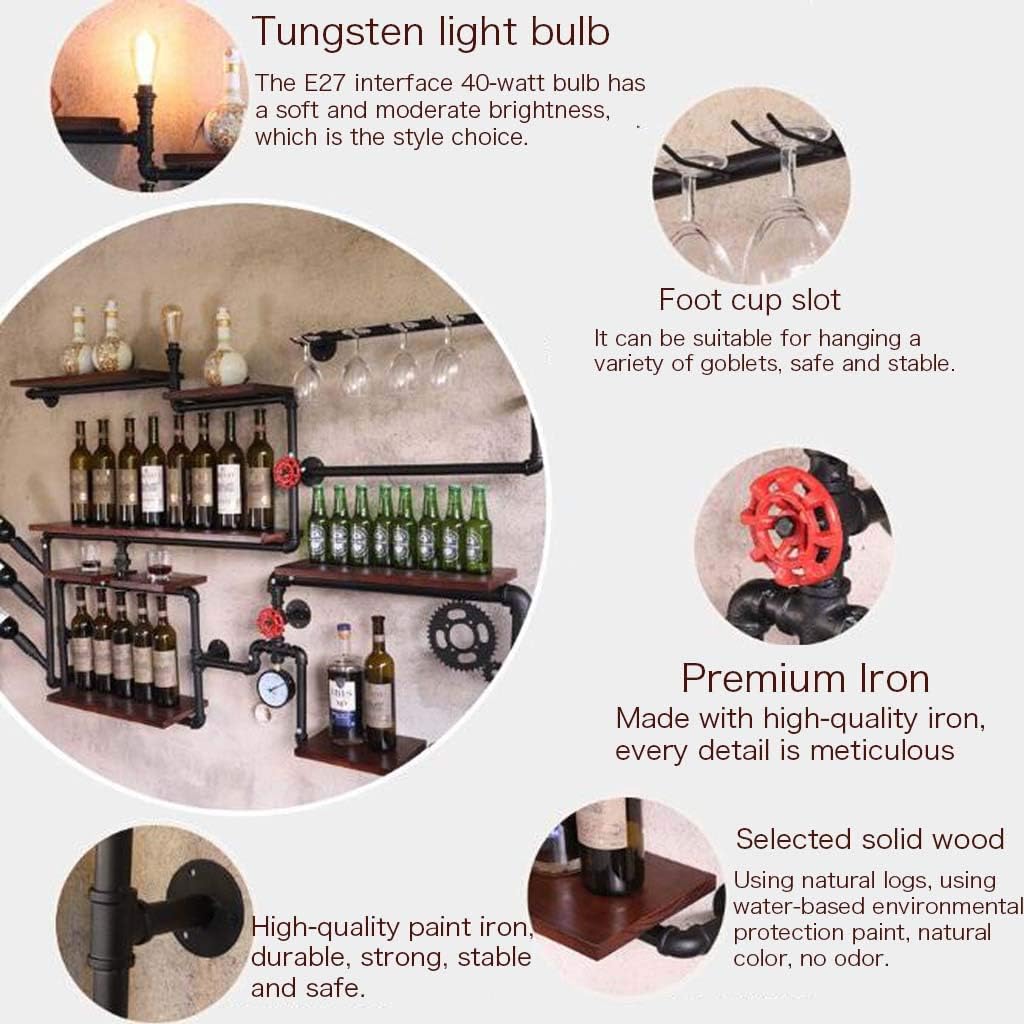 Industrial Wine Rack With Lamp For Bar And Home