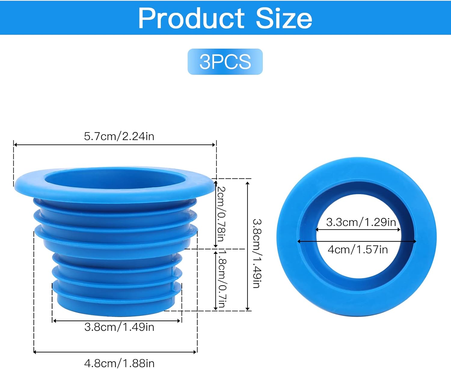 3Pcs Universal Drain Hose Silicone Plug for Kitchen and Bathroom
