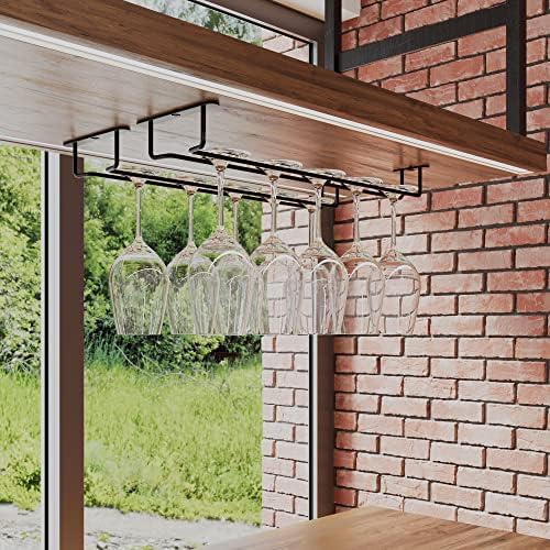 Wallniture Brix Wine Glass Holder Set of 2 Black Iron 17 Inch 1
