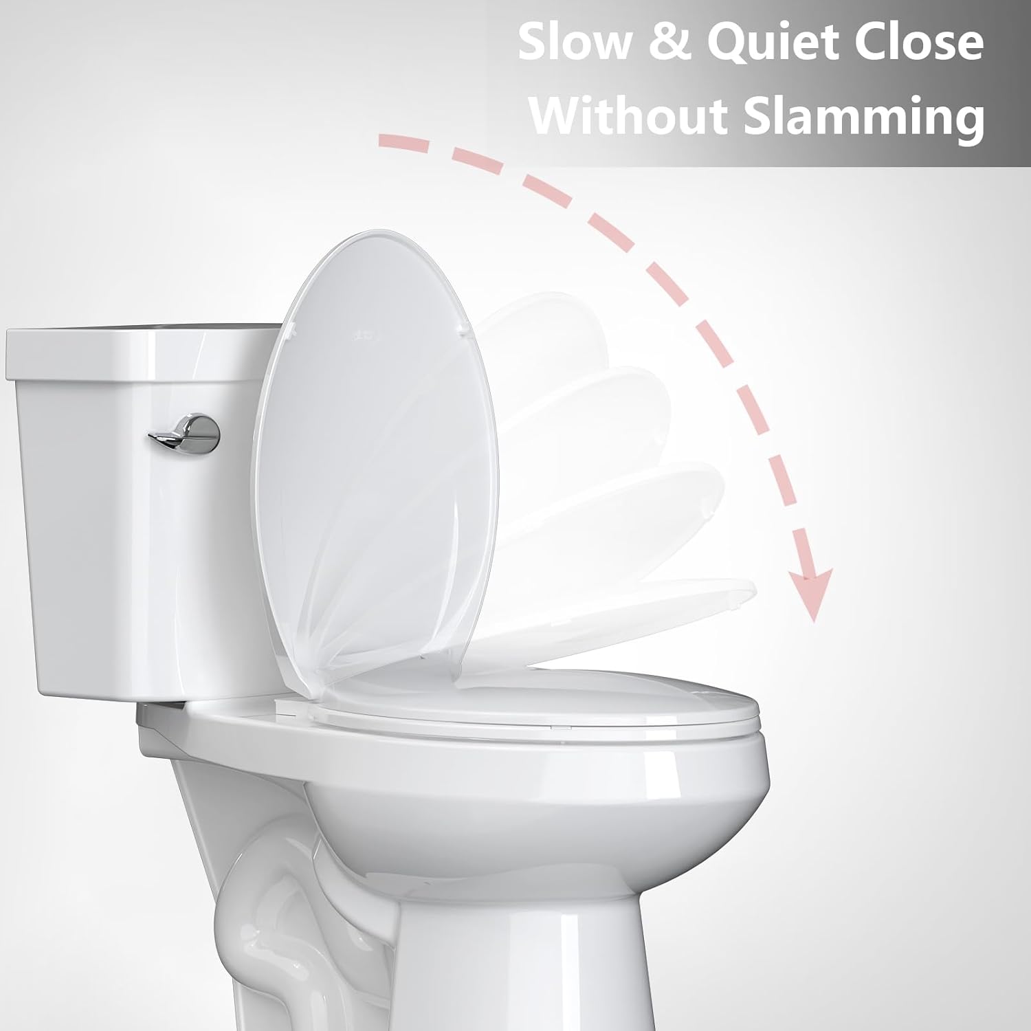 GarveeTech Elongated Toilet Seat with Slow Close and Quick-Release Hinges White