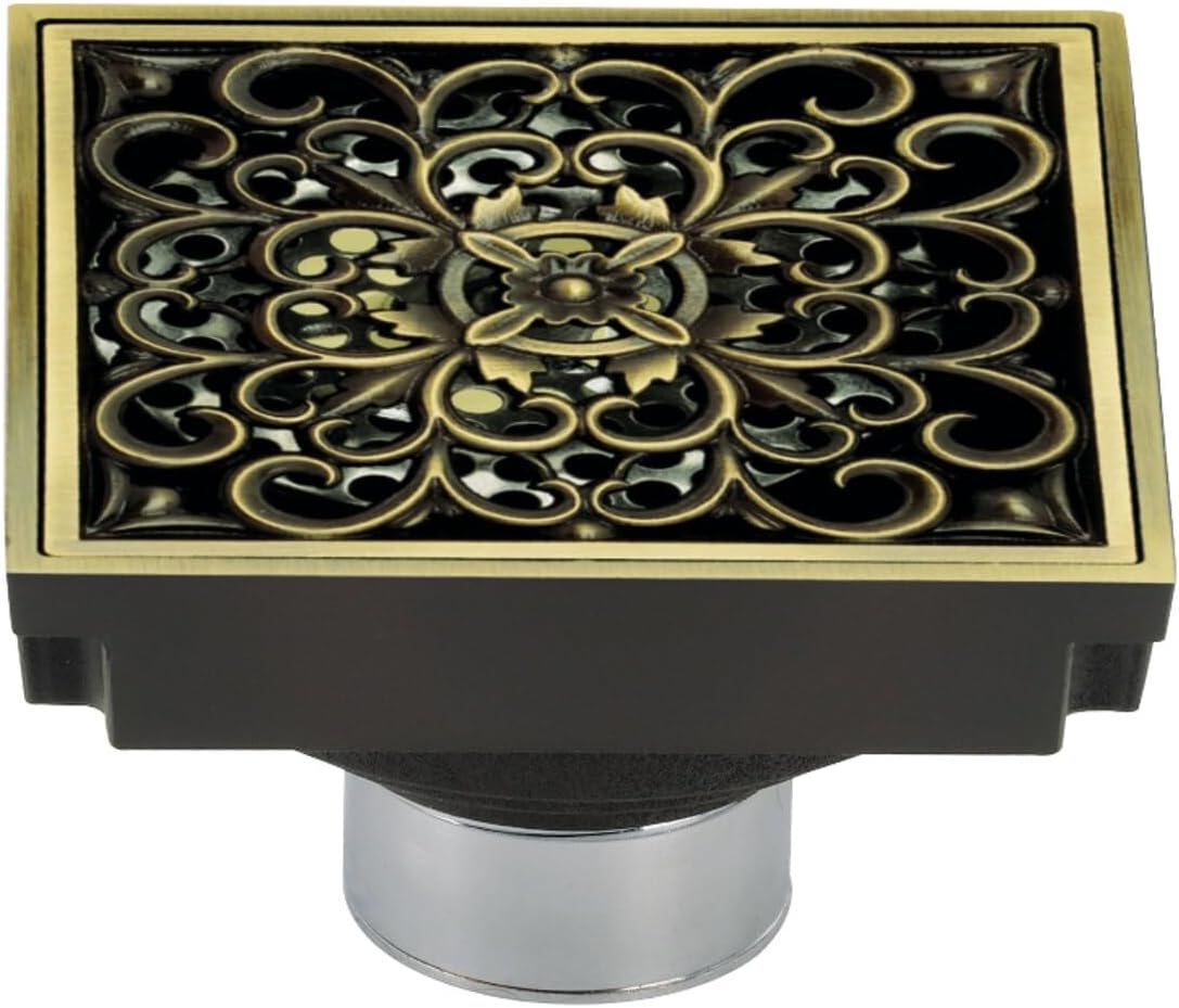 Kingston Brass Watercourse Scroll 4 Inch Square Grid Drain Strainer