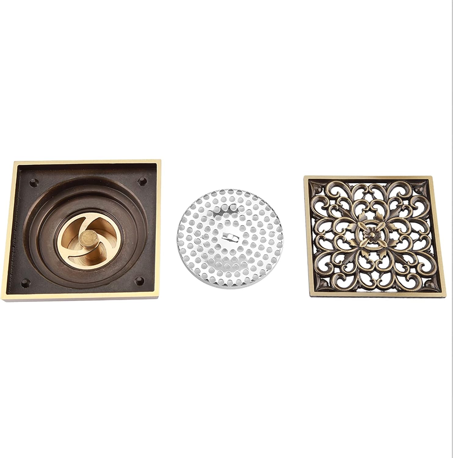 ViaGasaFamido Antique Brass Square Floor Drain 10cm