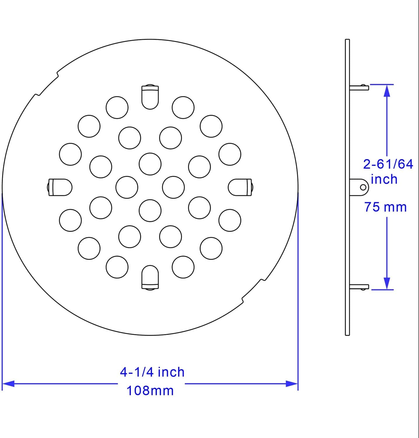 Bropury 4-14-Inch Snap-in Shower Drain Cover Stainless Steel Antique Bronze