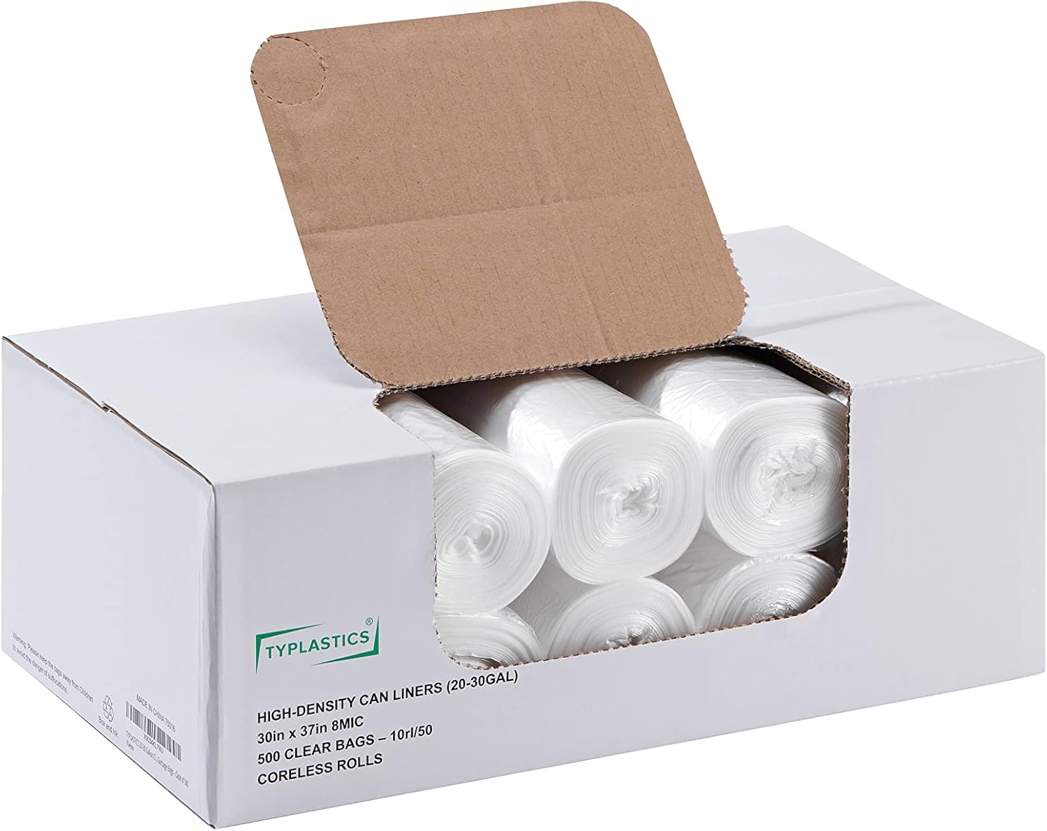 TYPLASTICS 20-30 Gallon Clear Trash Can Liners - Case of 500