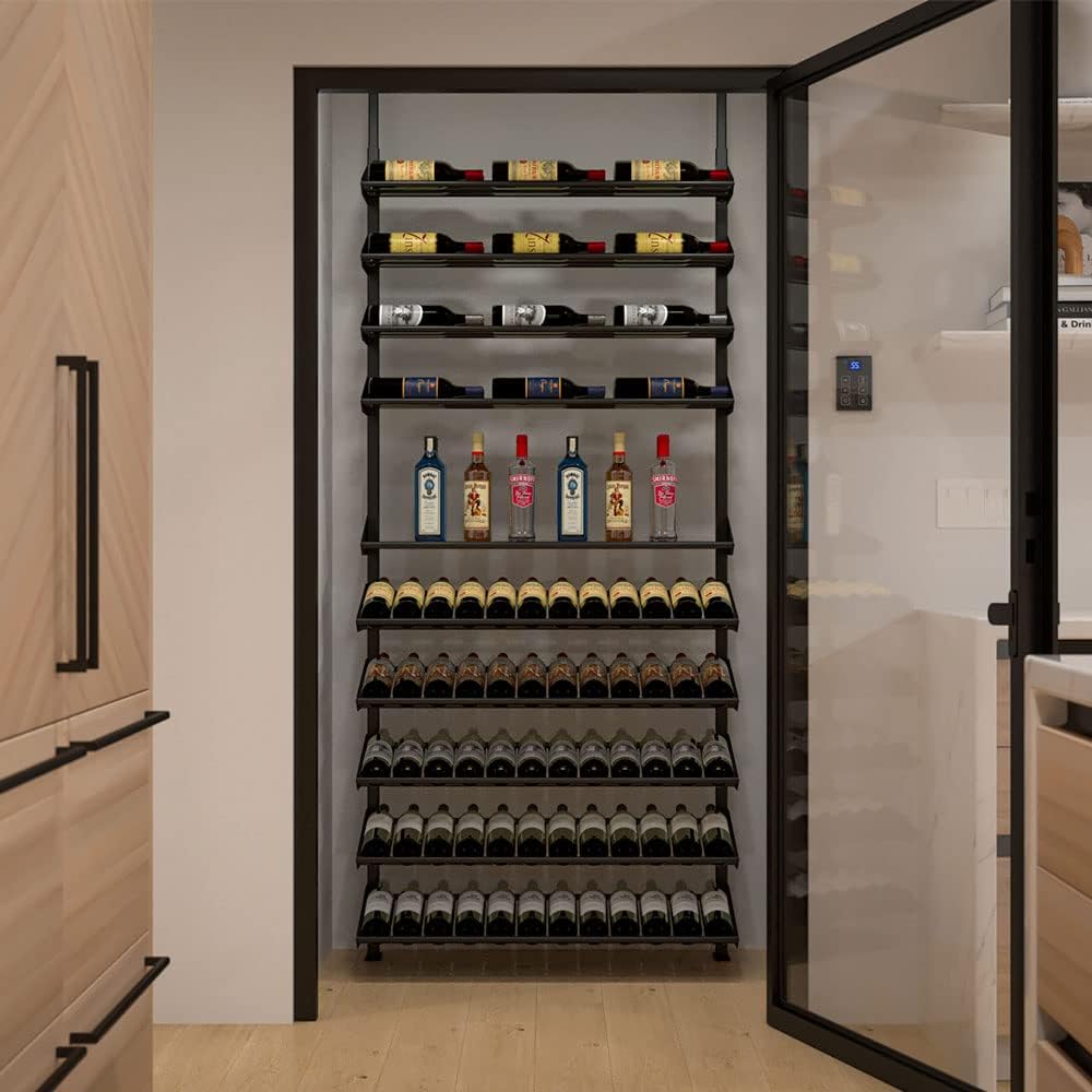 Showcase Wine Display - 84 Bottle Black Metal Rack
