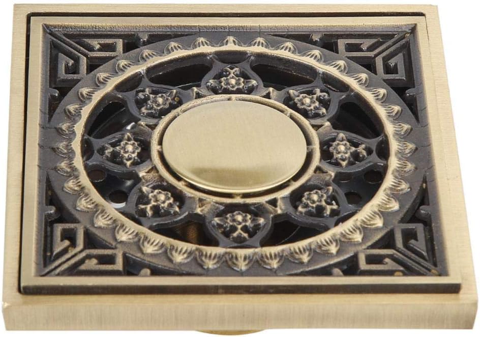 Yosoo Antique Brass Drain with Flower Carving