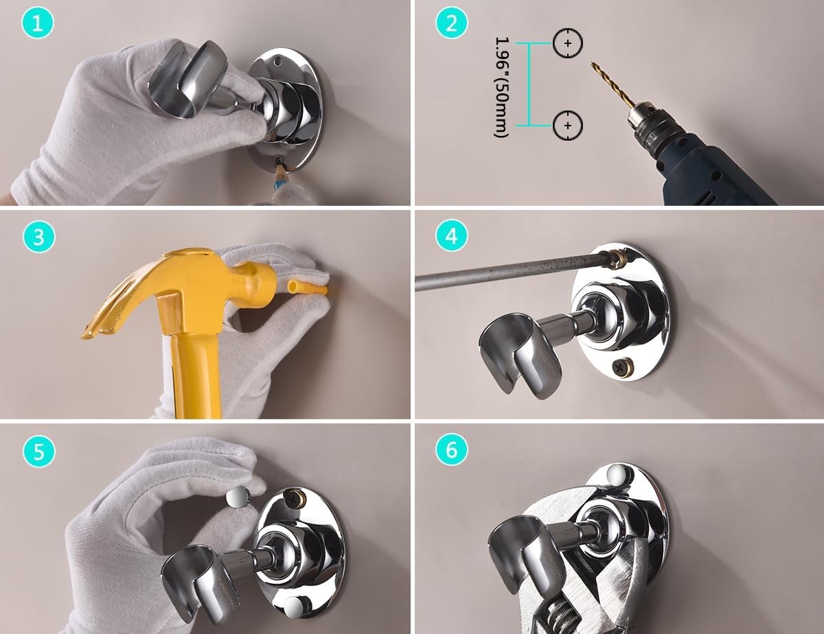 Adjustable Shower Head Holder with Chrome Finish 1