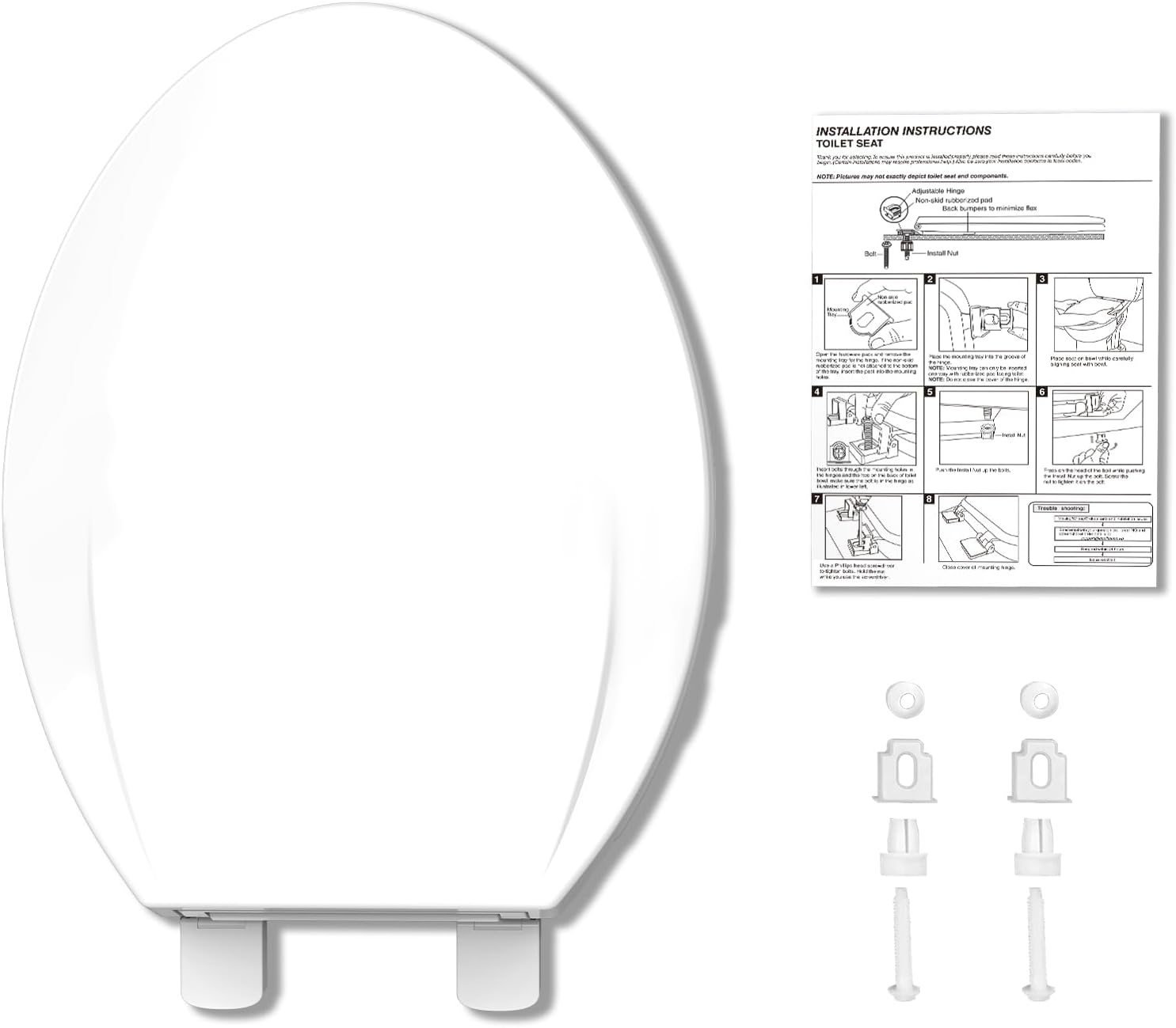 GarveeTech Elongated Toilet Seat with Slow Close and Quick-Release Hinges White