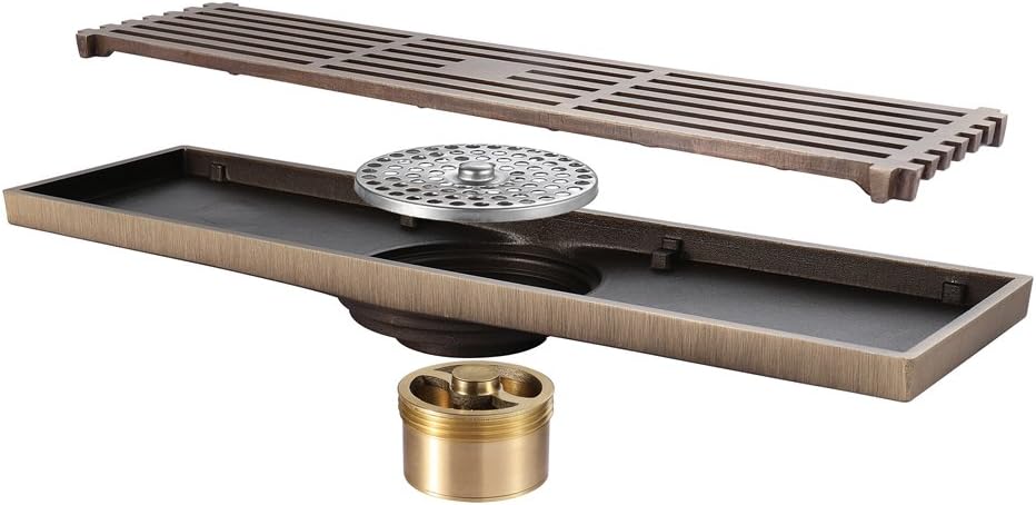Linear Shower Drain 12 Inch Brass with Removable Grate 1