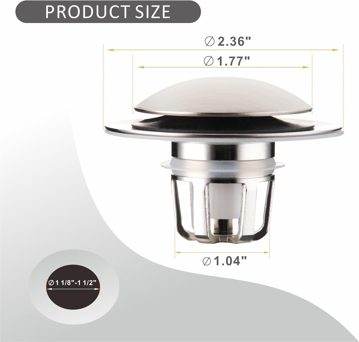 Wellup Brushed Nickel Sink Stopper Replacement 1